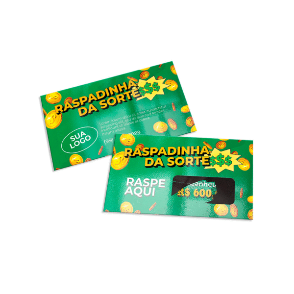 Cartão premiado em papel couchê 250 g