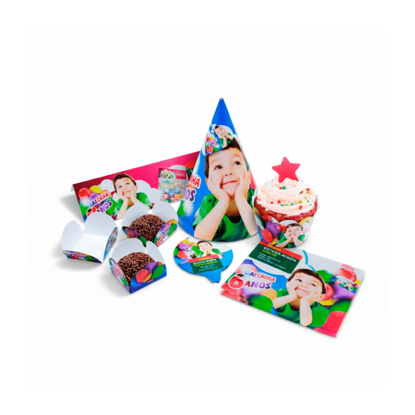 Kit festa infantil em papel couchê 250 g