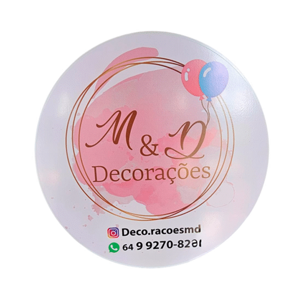 Placa em PVC adesivada – formato redondo