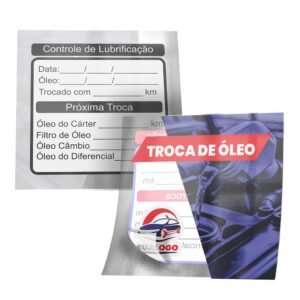 Adesivos Troca De Óleo Bopp Transparente Com Tinta Branca
